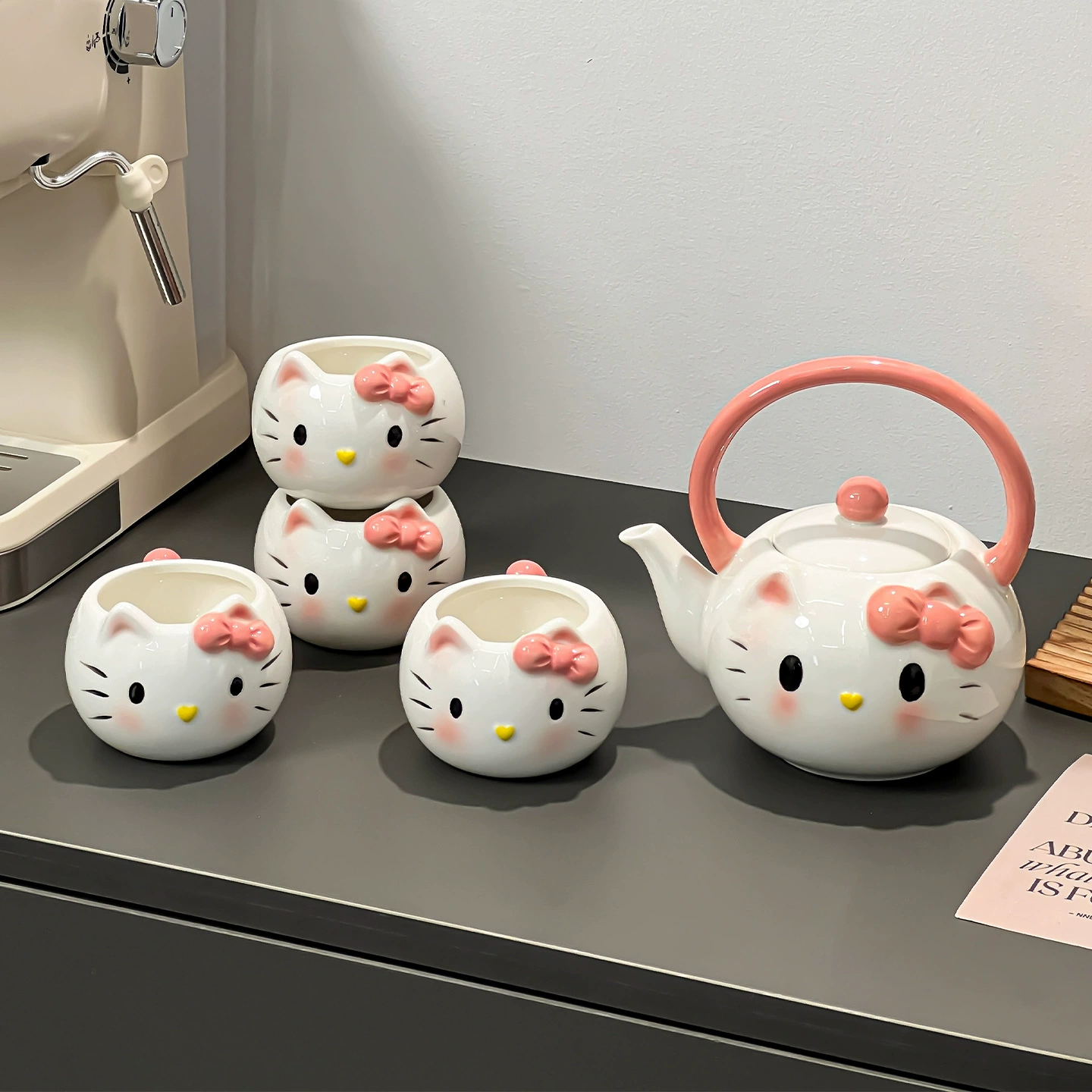 Hello Kitty, керамическая чайник, чайный набор, милая подарочная коробка, чайная чашка, котёнок, подарок на День рождения
