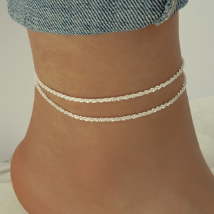 Cross-border Hot Selling Japanese and Korean Style 925 Silver Plated Simple Anklet Women's Exquisite Twist Anklet Factory Outlet
