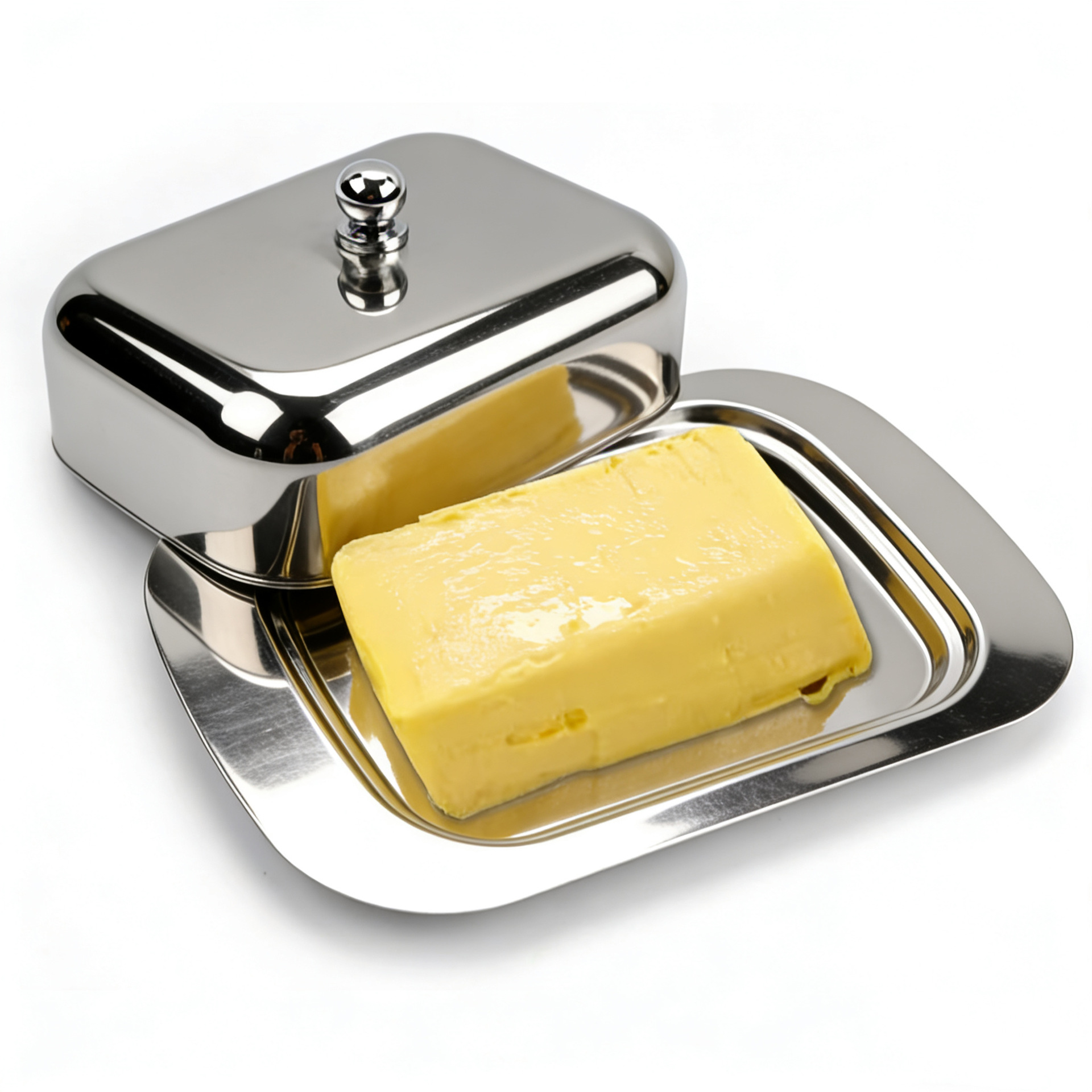 Nueva caja de mantequilla de acero inoxidable caja de queso de estilo europeo caja de mantequilla espesa caja de pan caja de pasteles