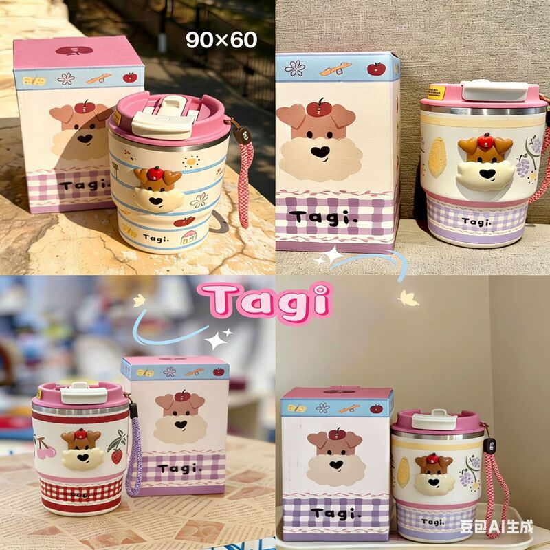 Tagi. Popcorn Thermos Cup, Imagine an Apple-Shaped Dual-Use Cup, Portable and Cute Coffee Cup, Stainless Steel Travel Mug