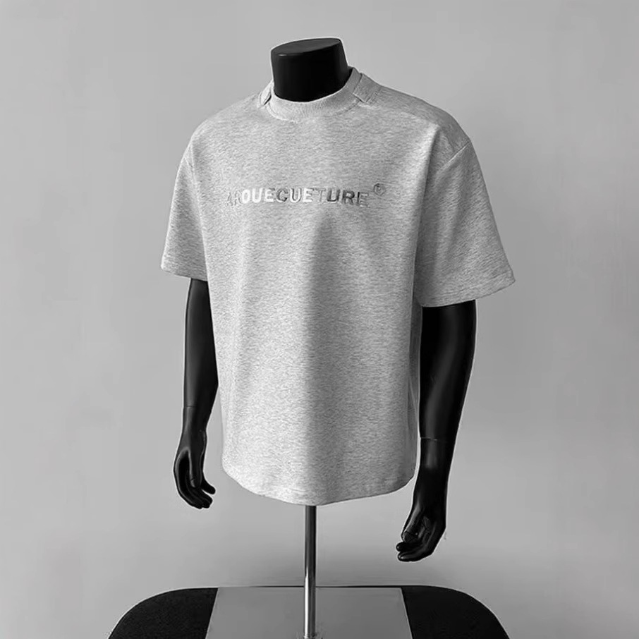 Maglietta corta estiva da uomo con maniche corte e spalle dritte e scritta in metallo, stile americano High Street_voghion.com