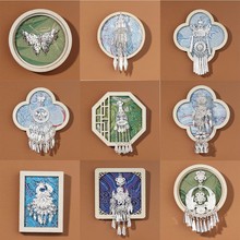 手工中式宋锦苗银冰箱贴云南贵州苗族特色孔雀民族风傣绣文创礼品