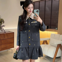 DD【千金归来】少女毛呢鱼尾裙名媛刺绣千金风秋冬季呢料连衣裙潮