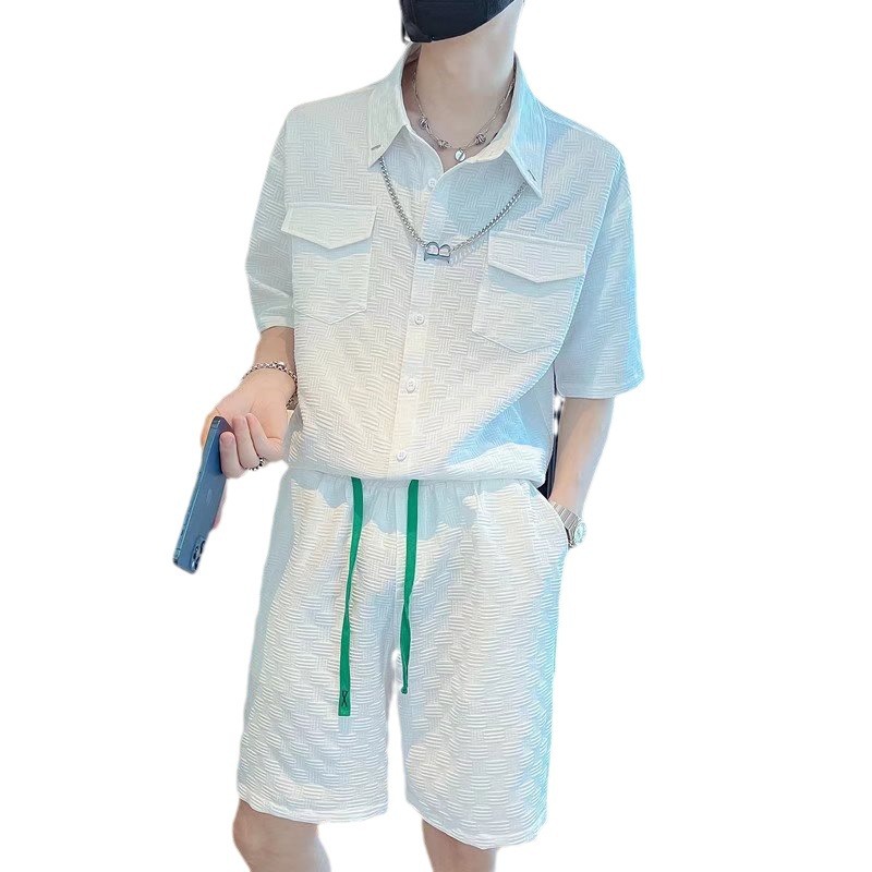 Traje de camiseta de verano para hombres, pantalones cortos de manga corta deportivos casuales de marca de moda, traje de dos piezas para hombres de moda con un conjunto de ropa, guapo