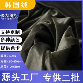 现货韩国绒经编金丝绒布料弹力亮光绒家居服连衣裙晚礼服面料定制