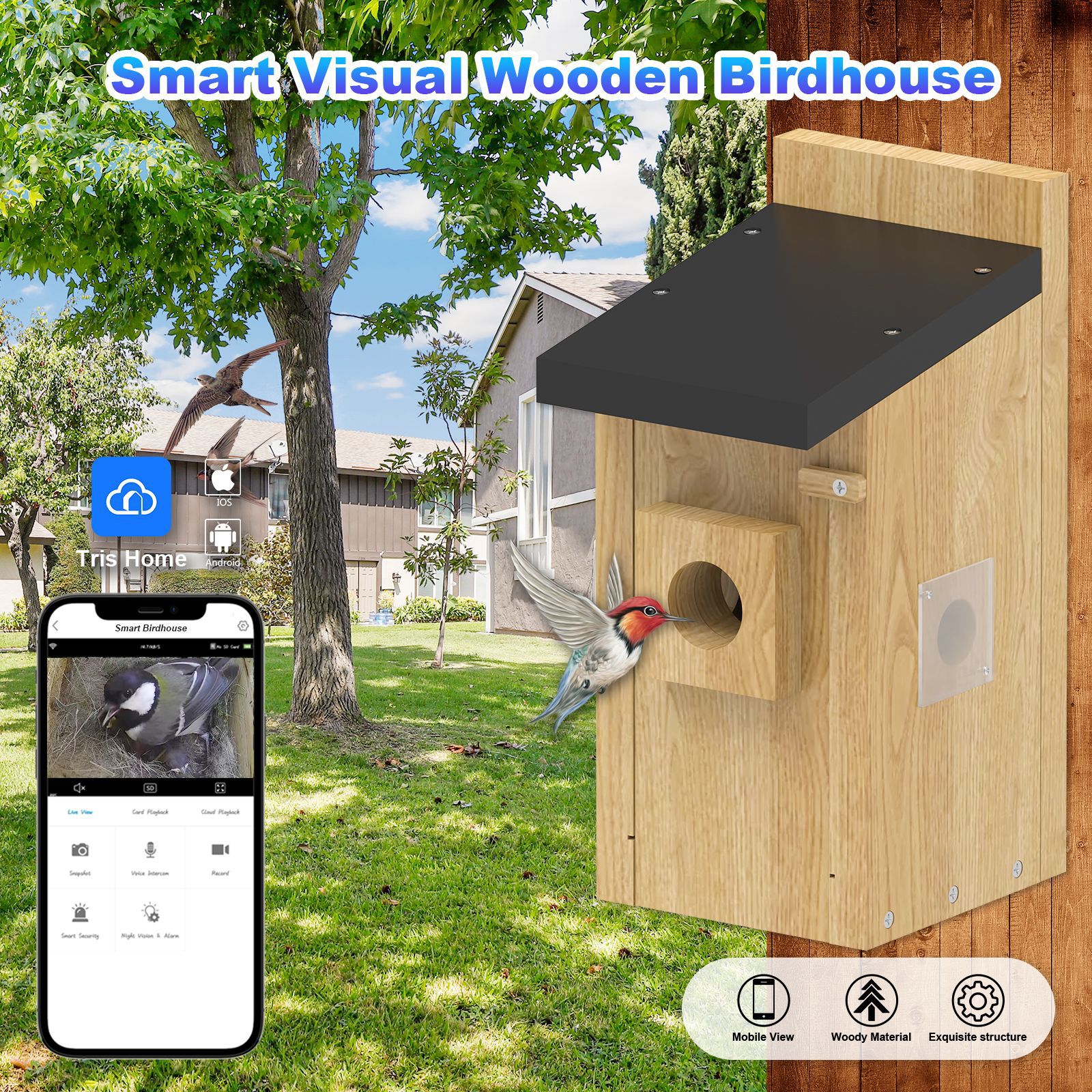 Fábrica de fuente inteligente visual pájaros incubación nido de pájaros nido de pájaros comercio exterior explosivo inalámbrico monitoreo wifi 2K cámara