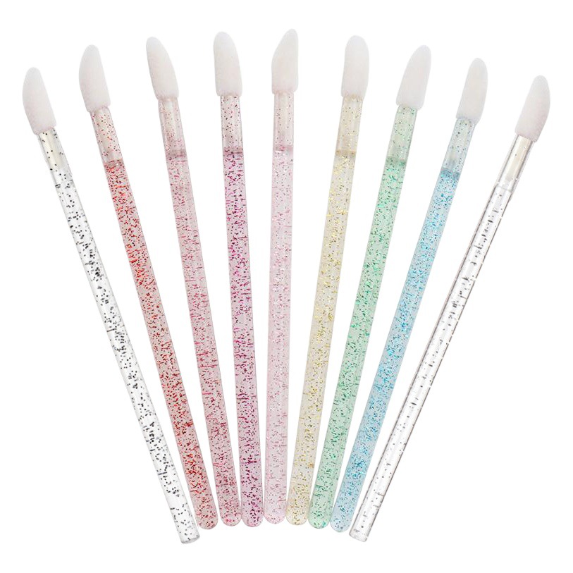 50 piezas/paquete Cepillo de labios de varilla de cristal desechable Cepillo de brillo de labios Cepillo de maquillaje Herramienta de belleza Cepillo de lápiz labial portátil