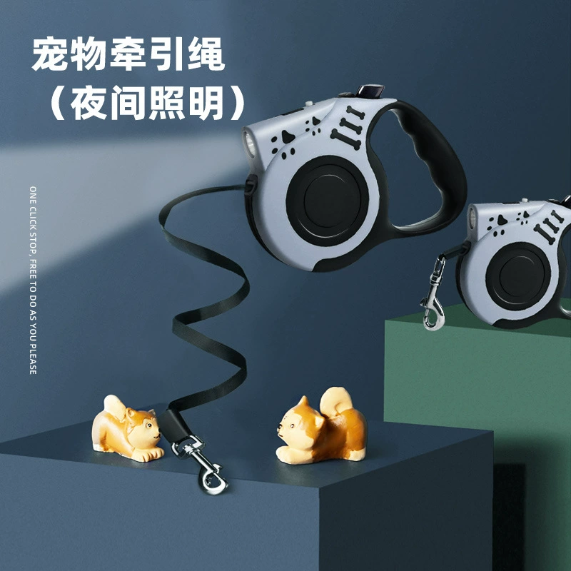Одноручный поводок для питомцев с USB-подсветкой, взрывобезопасный автоматический выдвижной поводок с костяным принтом для прогулок с собакой