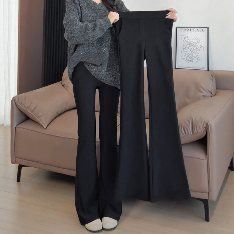 Black Flared Pants for Women, 2026 New Spring and Autumn Style, Plus Size, for Petite Women, High-Waisted, Slimming, Suit-Style Flared Pants