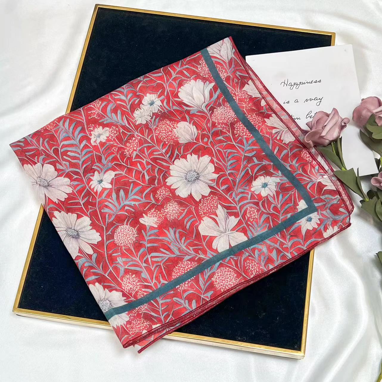 60g Weight Kerchief Classification Daily Occasion cotton and linen Material Flower Pattern Summer Season Women's Gender IG Style Style Women's IG Style Flower Cotton And Linen Kerchief 24