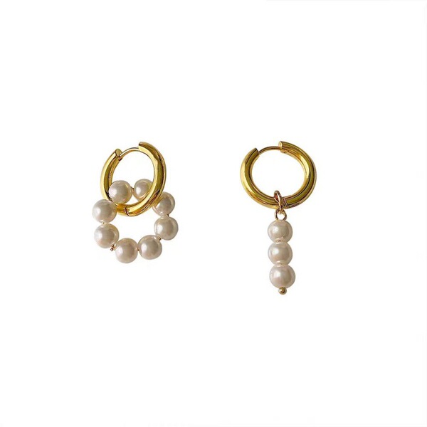 Retro asymmetrical elegant removable earrings from pearl