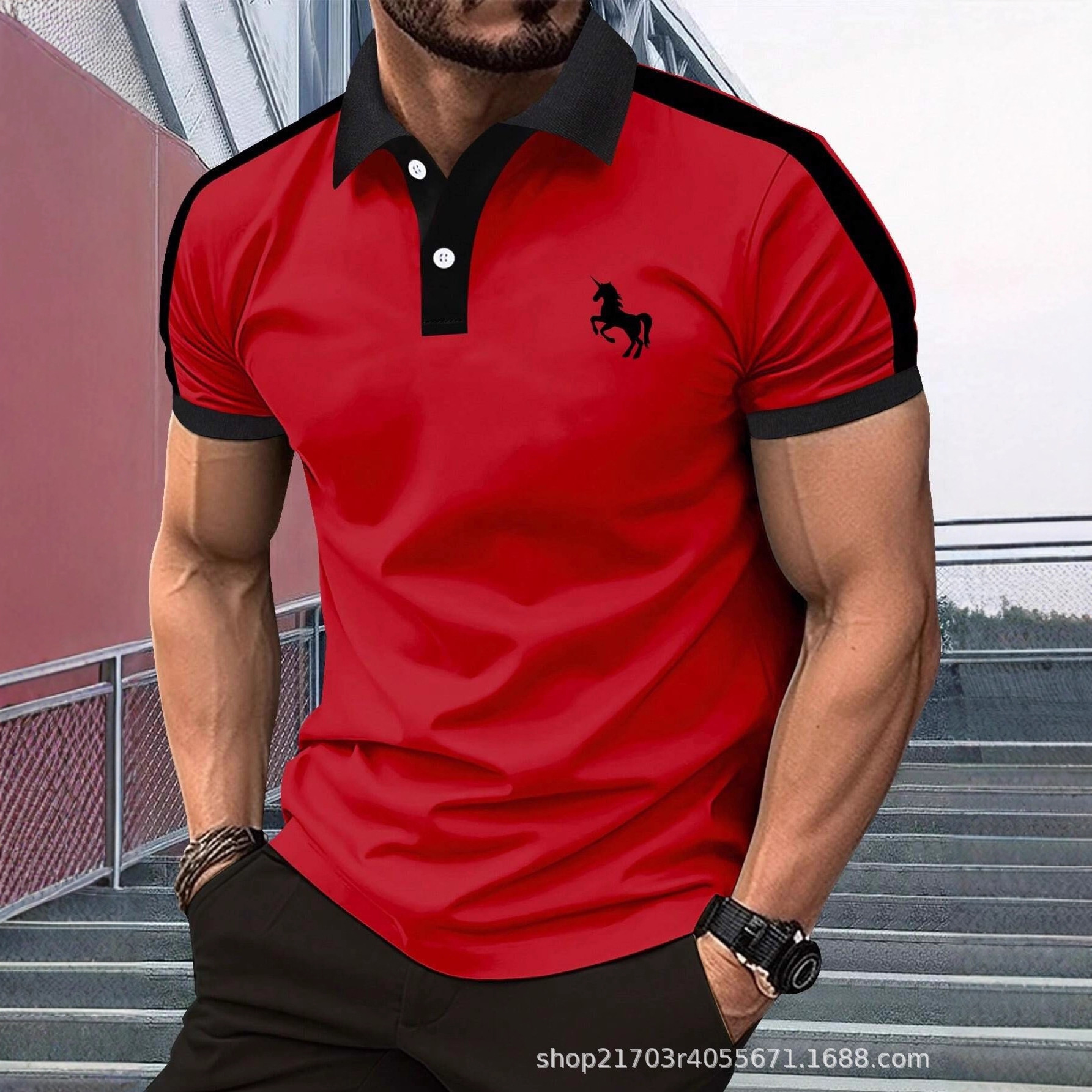 2026 Cross-Border Foreign Trade 3D Digital Trendy Pattern Series Men's Casual Polo Shirt