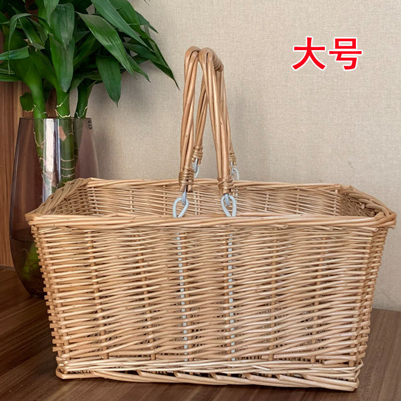柳編み収納かご買い物かご藤編み果物かご手提げかご野菜青屋外ピクニックかご収納かご卵かご|undefined