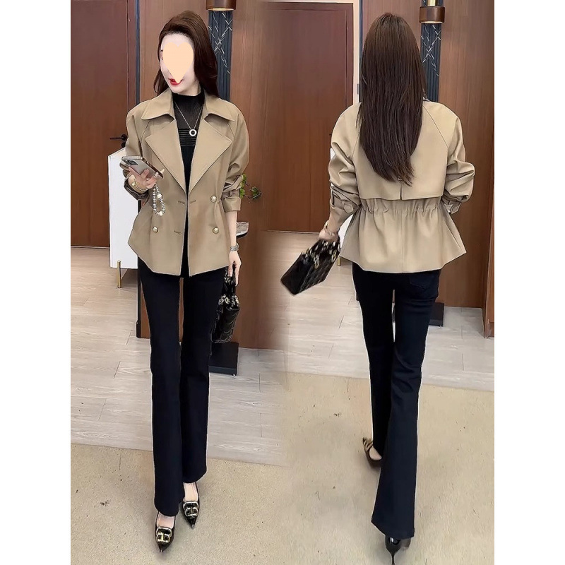 Short Trench Coat for Women, Loose Korean Style, 2025 Spring and Autumn New Fashion, Age-Reducing, Stylish, Versatile, Waist-Cinching Top