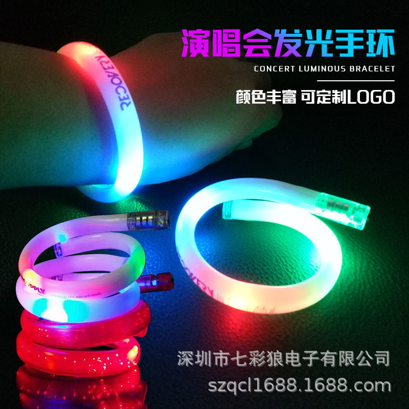 Pulsera luminosa de tubo Pulsera intermitente de colores LED Accesorios de vítores de concierto Pulsera estirable de tubo TPU