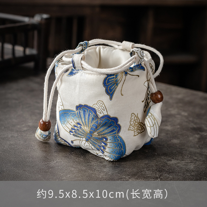 Bolsa de almacenamiento de taza única maestra bolsa de taza maestra taza de té portátil taza de construcción bolsa de tela con cordón de algodón y lino bolsa de tela juego de té
