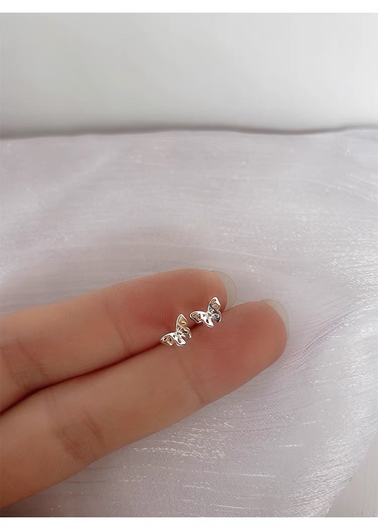 2g Weight 925 Sterling Silver Ear Needle Material Ear Studs Classification 1 Pair Quantity Daily, Date Occasion 925 Sterling Silver Material Butterfly Pattern Women's Gender Plating Design Sweet, Simple Style Style 1 Pair 925 Sterling Silver Butterfly Ear Studs 5