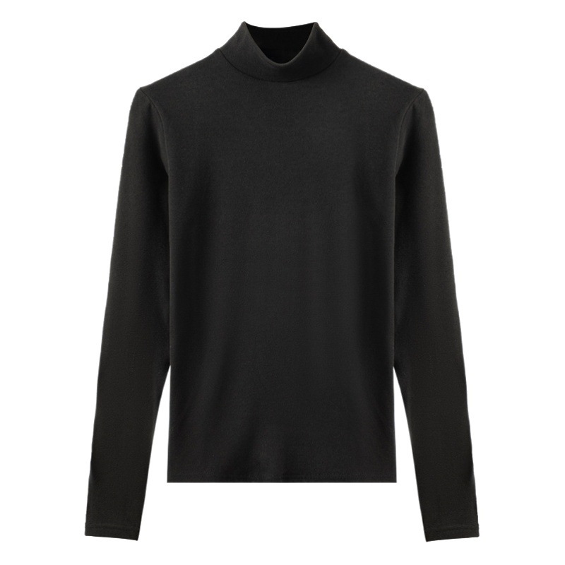 [Camisa de fondo de ropa colorida] camisa de fondo de terciopelo de Cuello medio alto para mujer Otoño e Invierno ropa interior SLIM-Fit manga larga