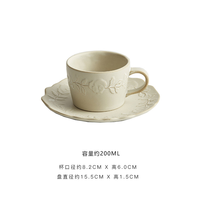 Yizi creativo gres taza de café y platillo vintage taza de café esmalte de cobre en relieve taza de té negro taza de café y platillo