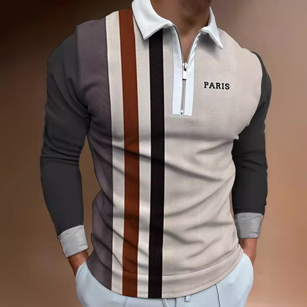 2024 nuevo Aliexpress transfronterizo verano delgado casual de manga corta cremallera estriada solapa camiseta camiseta polo