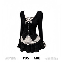 2025超火穿搭一整套性感纯欲风甜美炸街蕾丝接百褶JK制服套装女