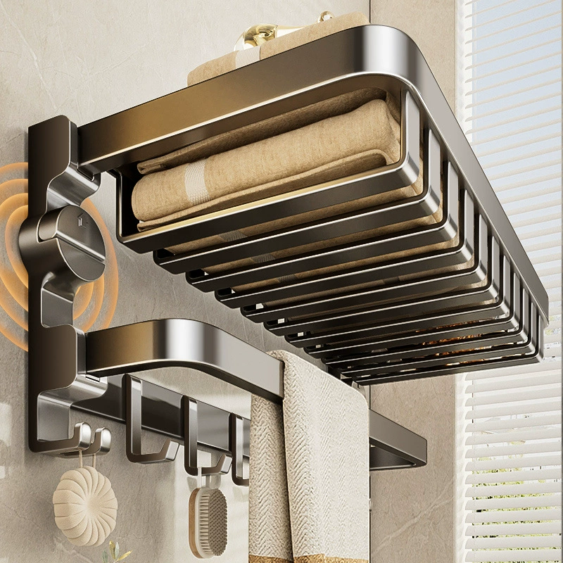 云泽 Yougu bathroom storage rack, no punching, foldable suction cup towel rack, wall-mounted bathroom towel rack
