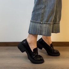 5CM头层羊皮小皮鞋女春秋新款软皮乐福鞋英伦单鞋豆豆女鞋34-43