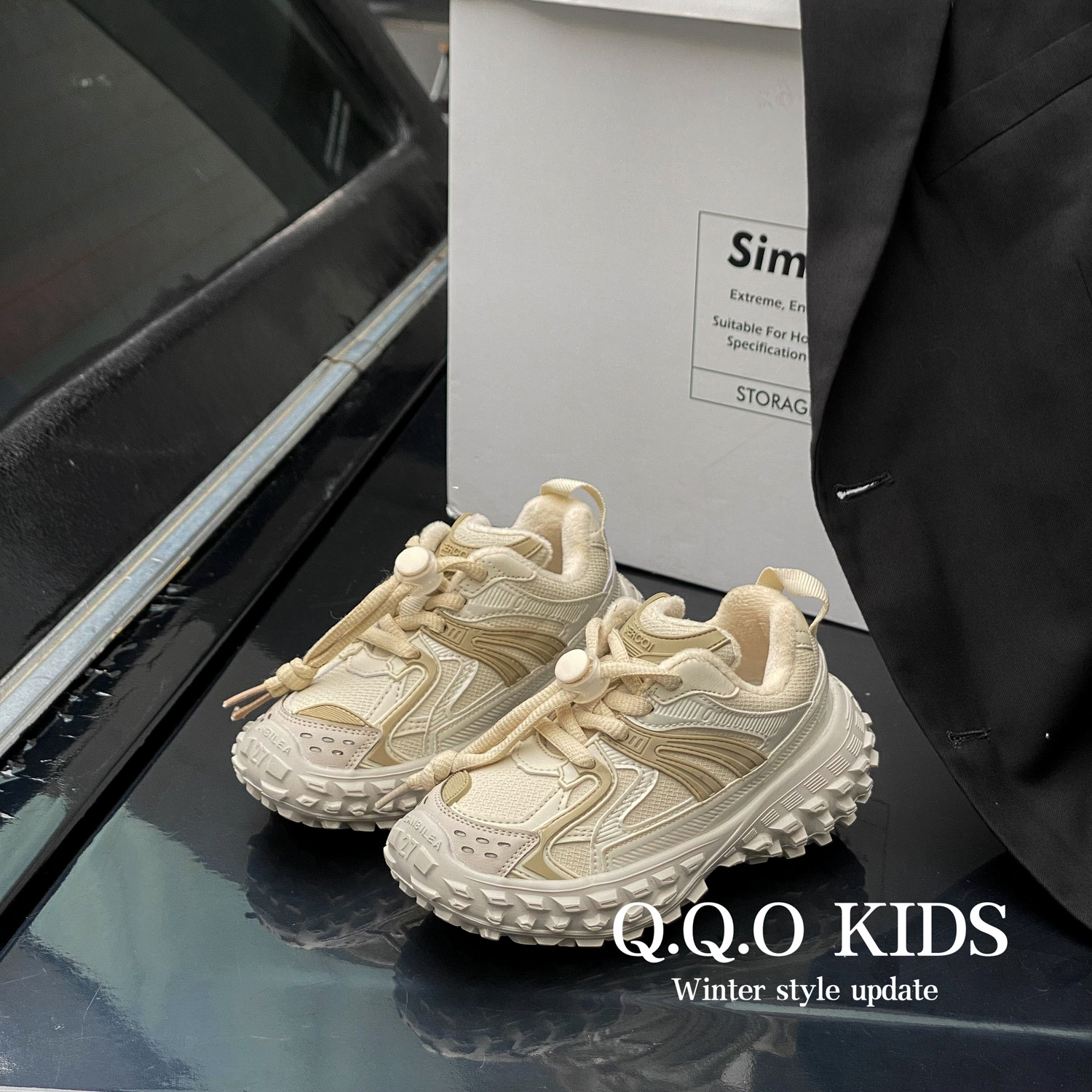 QQO Kinderschoenen 2023 Herfst Nieuwe Jongens Mode Tucker Tire Schoenen Antislip Sportschoenen Meisjes Papa schoenen_voghion.com