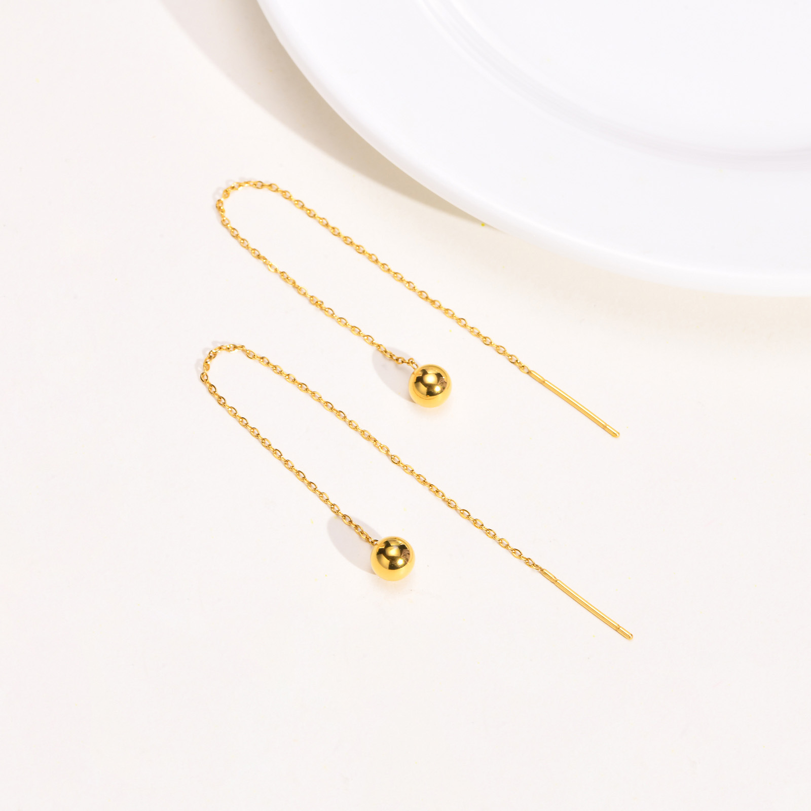 Simple Style Round Stainless Steel Plating Ear line 1 Pair