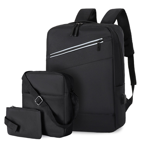 跨境外贸三件套usb双肩包 商务背包大容量旅行包可印logo电脑包