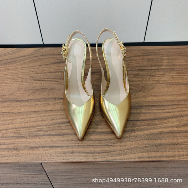 High-End New Niche Pointed-Toe Stiletto Pumps, Fashionable Party Women's Shoes, Casual Versatile Gold High Heels