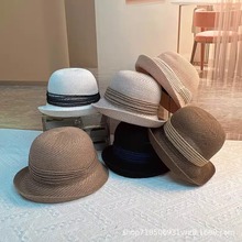 春夏季防晒遮阳渔夫帽可折叠和纸草帽百搭优雅气质帽子现货
