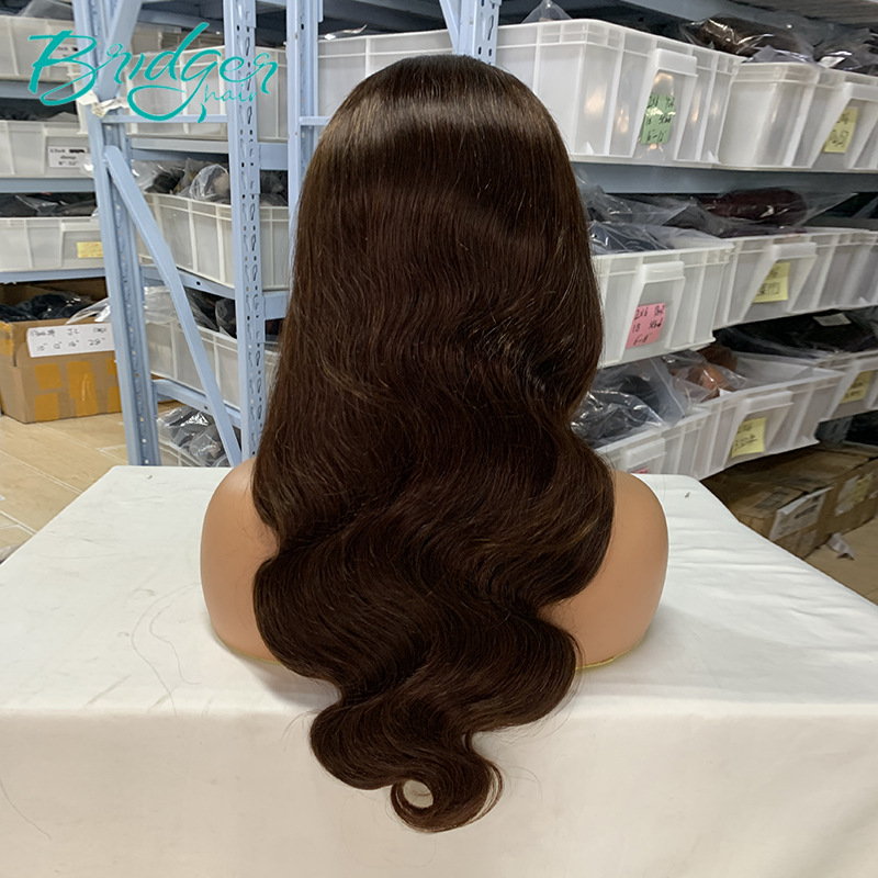 Lace Front Human Hair Wig In Dark Brown Natural Human Hair_voghion.com