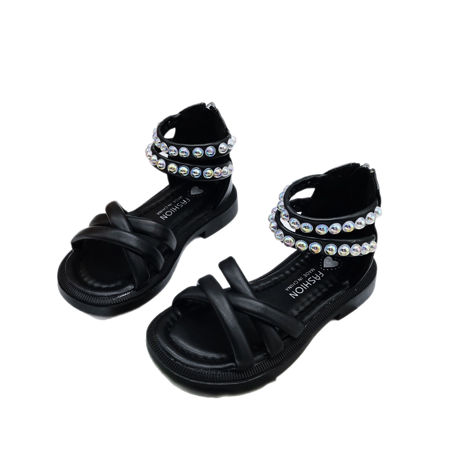 Sandalias esenciales para niñas para el comercio exterior transfronterizo estilo de verano estilo caliente zapatos de princesa romana de color sólido para niños zapatos de verano para niñas