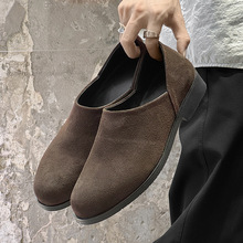 2025新款小从时尚轻便一脚蹬休闲透气正装商务男鞋34919棕色-J