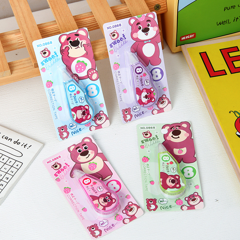 Cinta de corrección de tamaño pequeño oso de frambuesa cinta de corrección de estilo de alta apariencia ins cinta de corrección de tarea de estudiante suave al por mayor