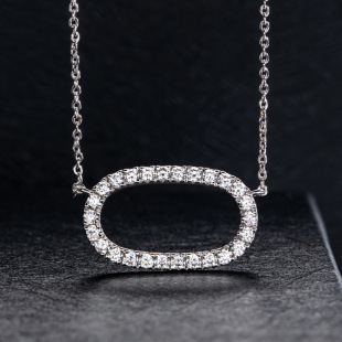 Cross-Border Exclusive Supply of Accessible Luxury Moissanite Imitation Diamond Copper Inlaid Pendant Necklace Southeast Asian Tiktok Live Supply Manufacturer Wholesale