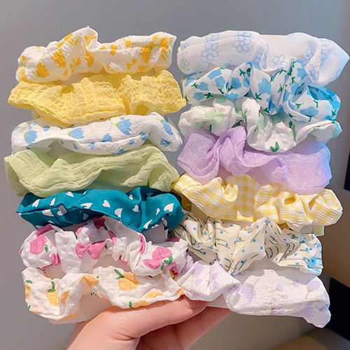 French-style gentle and cute large intestine hair tie for women, Korean high-end large intestine hair tie with high elasticity elastic band hair accessory