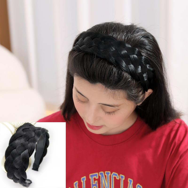 Peluca de diadema Peluca de cinco hilos trenza Twist peluca tocado cubierta de la peluca cubierta del pelo blanco horquilla superior ancho sobre