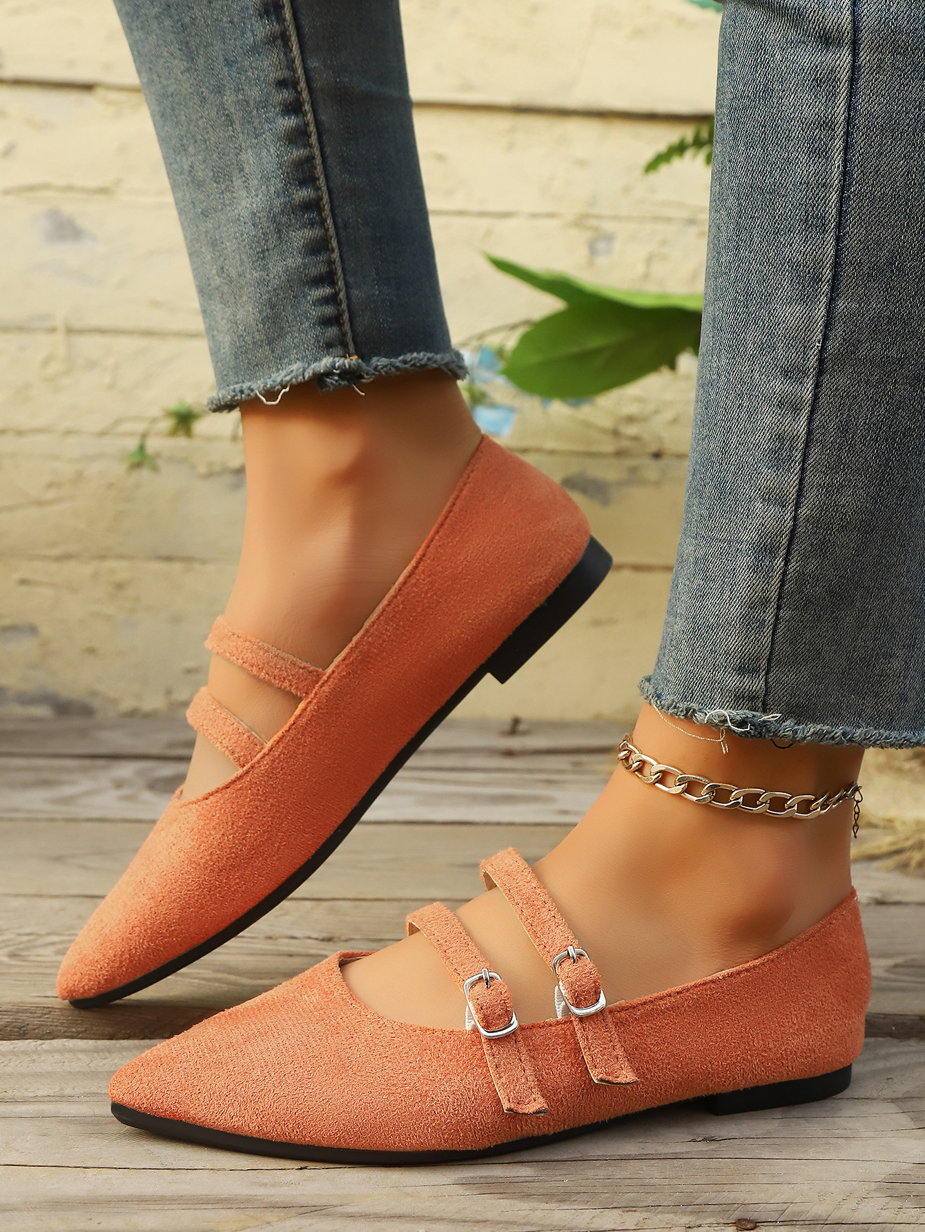 Leopard Print Suede Slip-on Shoes Pointed Toe Flats For Women_voghion.com