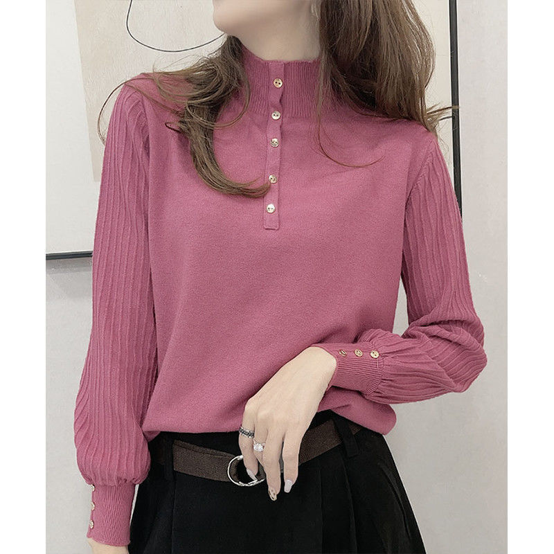 New Autumn and Winter Half-Turtleneck Knit Sweater for Women, Loose-Fitting Outerwear Sweater, Stylish Base Knit Sweater with Long Sleeves