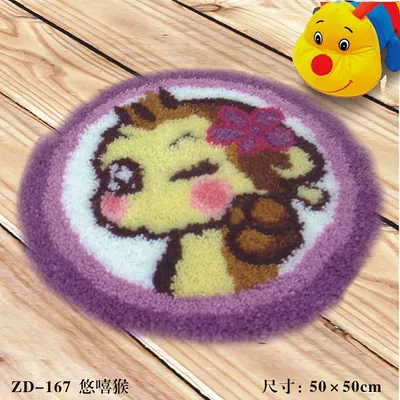 Wool Embroidery Floor Mat Crochet Embroidery | Avtomobil döşəmə paspasları - zd167-yo-hip-monkey-38cm-white-net-cross