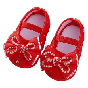 2023 Baby Shoes Cute Bow Princess Shoes Soft Sole Toddler Shoes 0-1 Year Old All-match Dress Shoes Instagram Style Baby Shoes