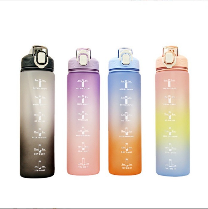 Amazon 1000ml chorro de arena gradiente de agua taza conveniente transfronteriza deportes hervidor Arco Iris taza gran capacidad espacio taza