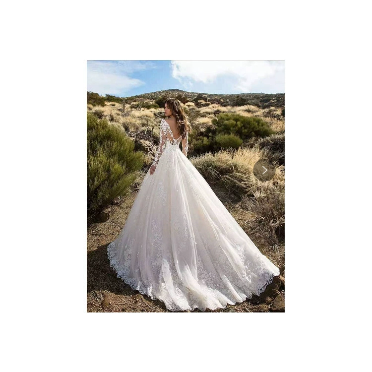 Длинный рукав, свадебное платье для невесты, европейский стиль, Amazon, открытые плечи