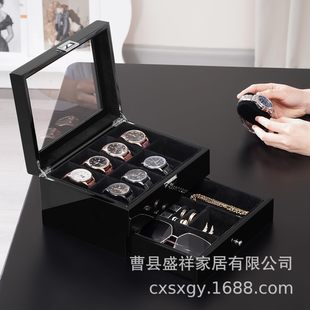 Customized Cross-Border Wooden Light Luxury Watch Box Simple Jewelry Box Glasses Sunglasses Storage Box Packaging Box Wholesale