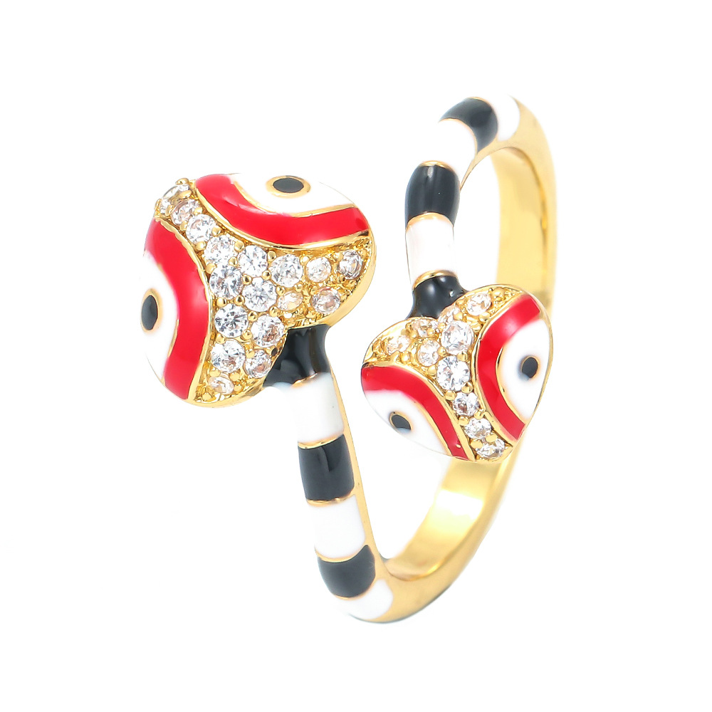 Plating Design Retro Geometric Snake Copper Open Ring Plating Zircon Copper Rings