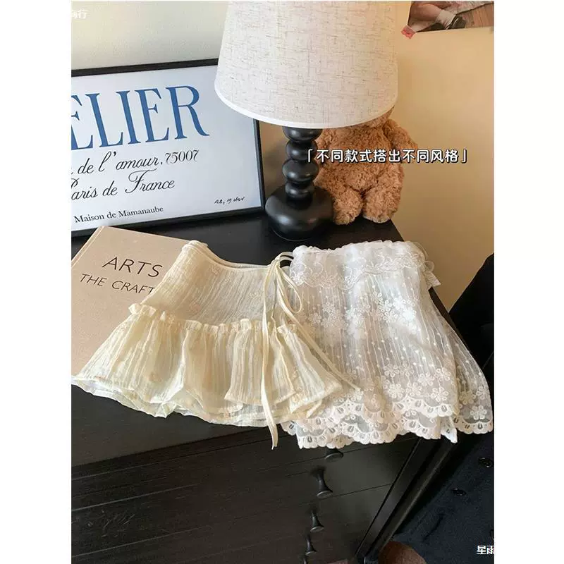 Кружевная занавеска для девочек осень-зима 2025 весна новая укладка с юбкой модной белой кружевной юбкой