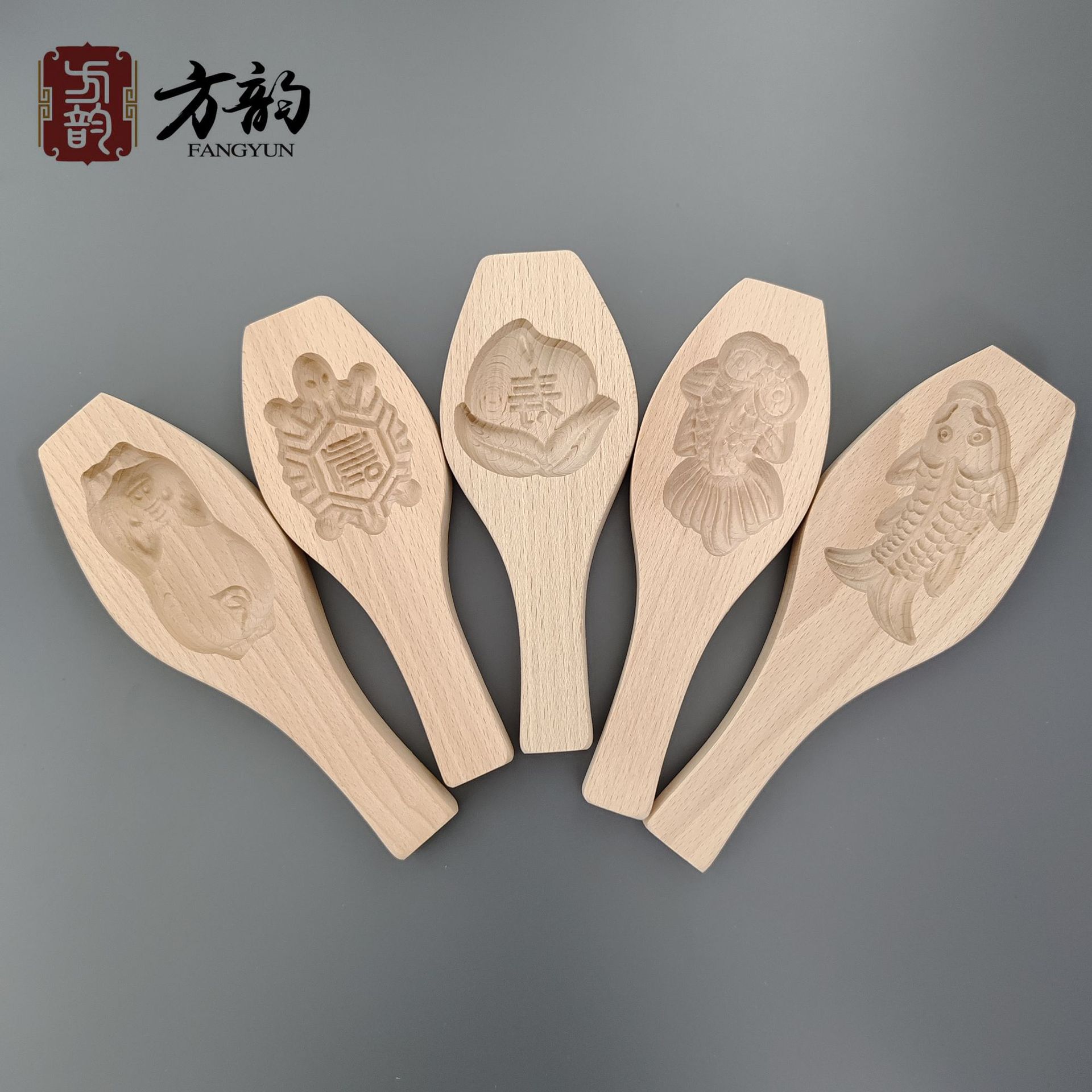 3D single-hole mold, wooden baking mold, wooden mold, patterned steamed bun mold, wooden mooncake mold, tool