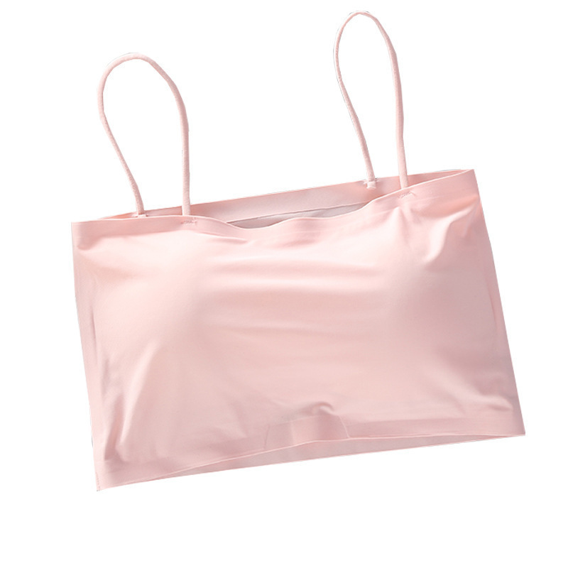 Seda de hielo sin costuras envuelto en el pecho una palabra babero belleza espalda chica sujetador inalámbrico ropa interior Mujer deportes tubo Top camisola